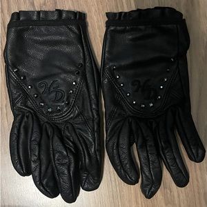 Harley-Davidson Women's Rhinestone Embellished Leather Riding Gloves Size XS